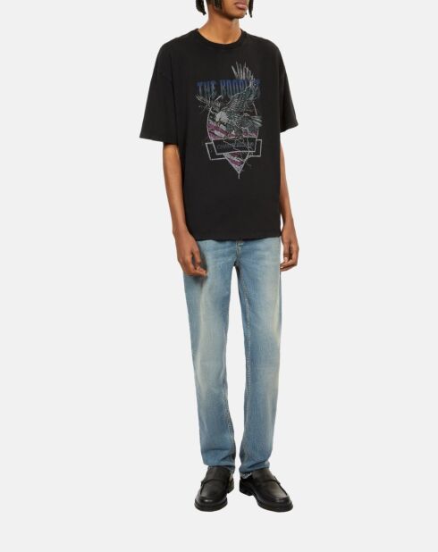 T-shirt avec sérigraphie noir délavé