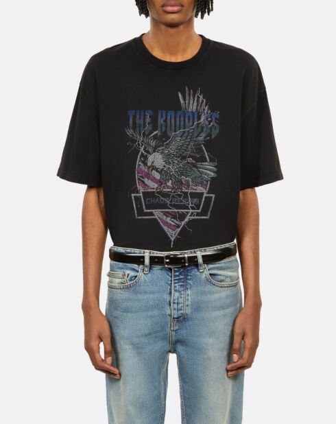 T-shirt avec sérigraphie noir délavé