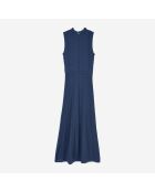 Robe longue en maille ajourée bleu roi