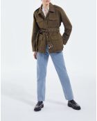 Veste en jean ceinturée kaki