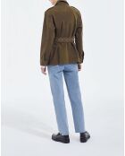 Veste en jean ceinturée kaki