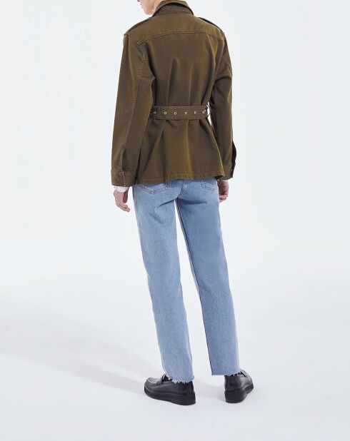 Veste en jean ceinturée kaki