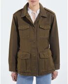 Veste en jean ceinturée kaki