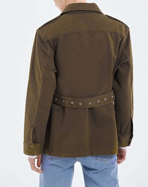 Veste en jean ceinturée kaki