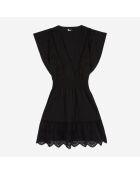Robe courte en broderie anglaise noire