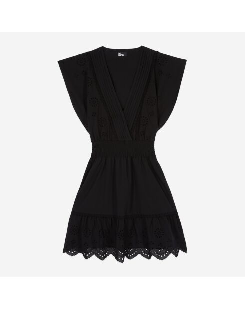 Robe courte en broderie anglaise noire