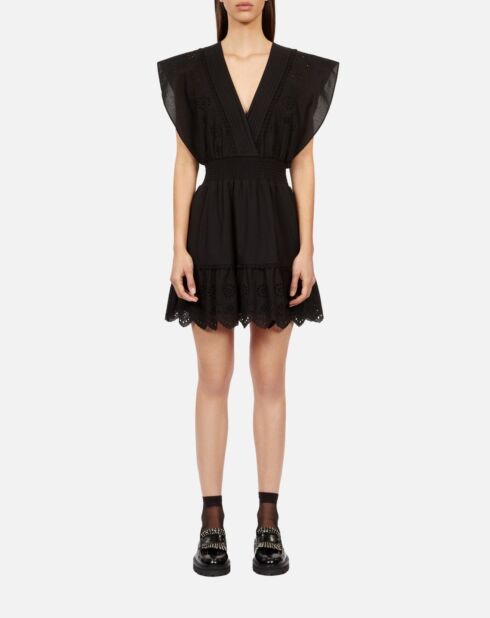 Robe courte en broderie anglaise noire