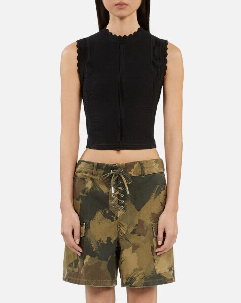 Top en maille ajourée noir