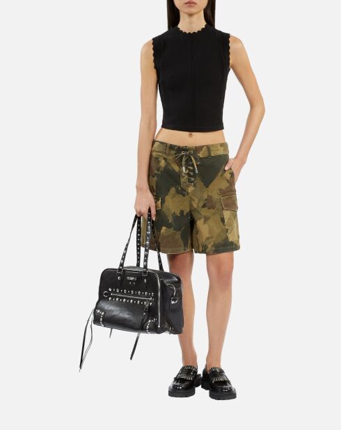 Top en maille ajourée noir