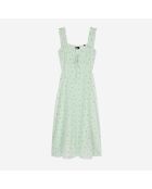 Robe longue fleurie en soie verte