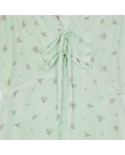 Robe longue fleurie en soie verte