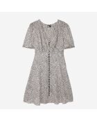 Robe courte léopard avec boutonnage noire et blanche