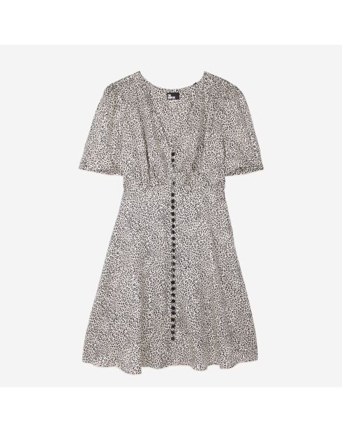 Robe courte léopard avec boutonnage noire et blanche