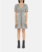 Robe courte léopard avec boutonnage noire et blanche