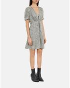 Robe courte léopard avec boutonnage noire et blanche