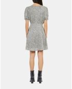 Robe courte léopard avec boutonnage noire et blanche