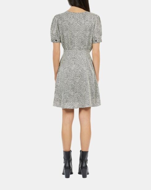 Robe courte léopard avec boutonnage noire et blanche
