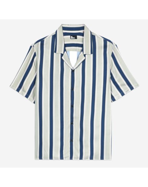 Chemise à manches courtes à rayures violettes et vertes