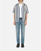 Chemise à manches courtes à rayures violettes et vertes