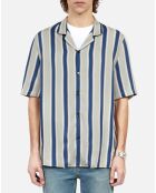 Chemise à manches courtes à rayures violettes et vertes