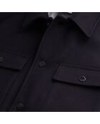 Blouson type surchemise en laine mélangée bleu marine foncé