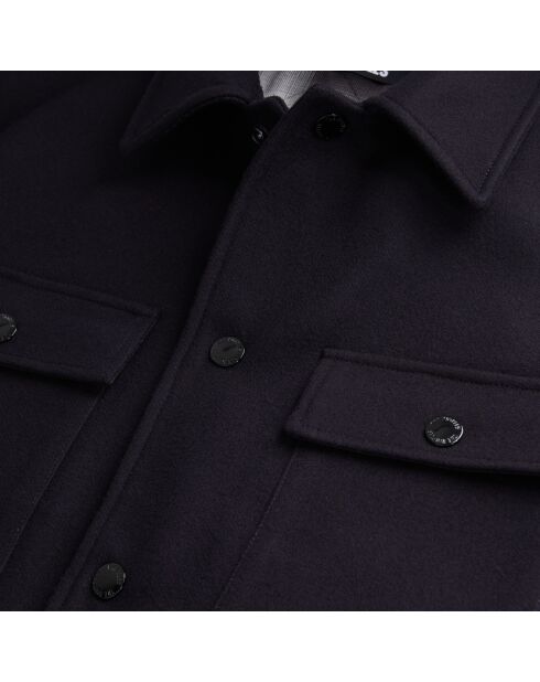 Blouson type surchemise en laine mélangée bleu marine foncé