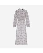 Robe longue fleurie craie , écru et mauve