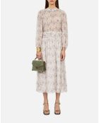 Robe longue fleurie craie , écru et mauve