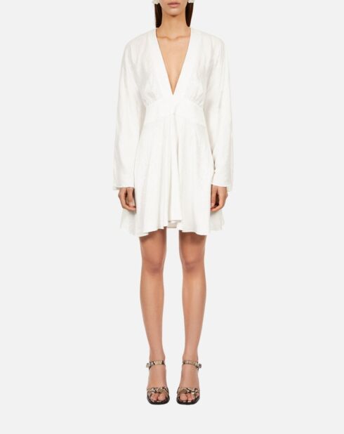 Robe courte blanche jacquard baroque