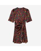 Robe courte imprimée en soie multicolore