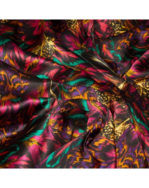 Robe courte imprimée en soie multicolore