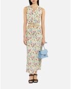 Top court fleuri cache cœur avec laçage jaune