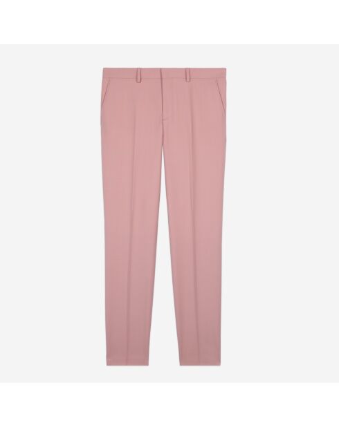 Pantalon de costume en laine rose pastel