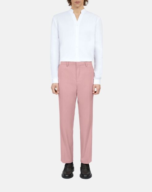 Pantalon de costume en laine rose pastel