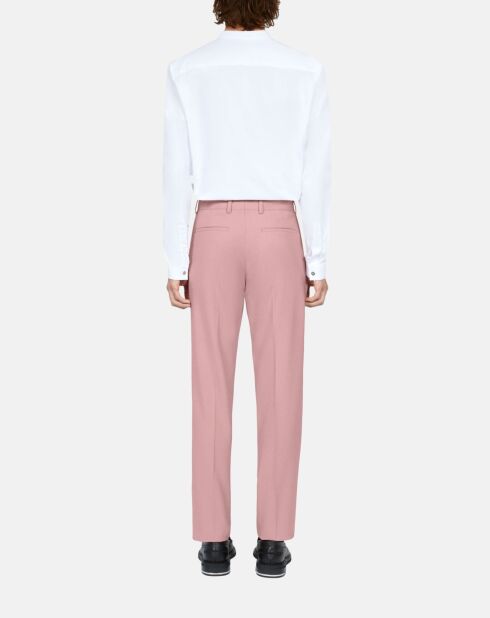 Pantalon de costume en laine rose pastel