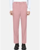 Pantalon de costume en laine rose pastel