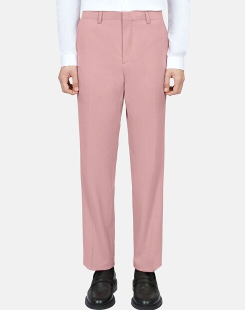 Pantalon de costume en laine rose pastel