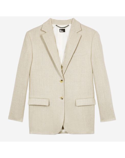 Veste tailleur en lin beige
