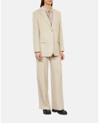 Veste tailleur en lin beige