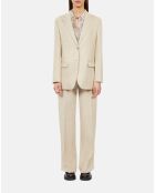 Veste tailleur en lin beige