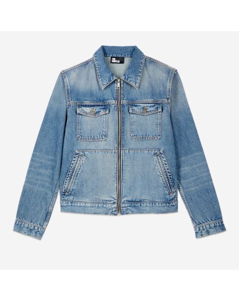 Blouson en denim bleu moyen