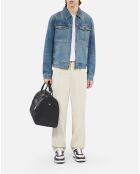 Blouson en denim bleu moyen