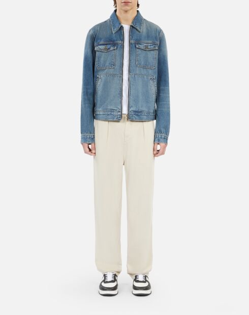 Blouson en denim bleu moyen