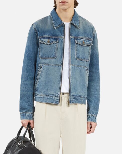 Blouson en denim bleu moyen