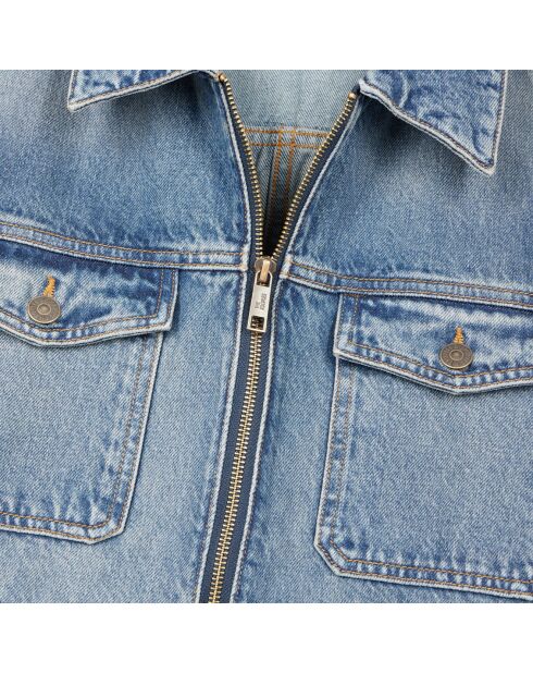 Blouson en denim bleu moyen