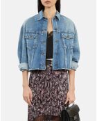 Blouson court en denim bleu moyen