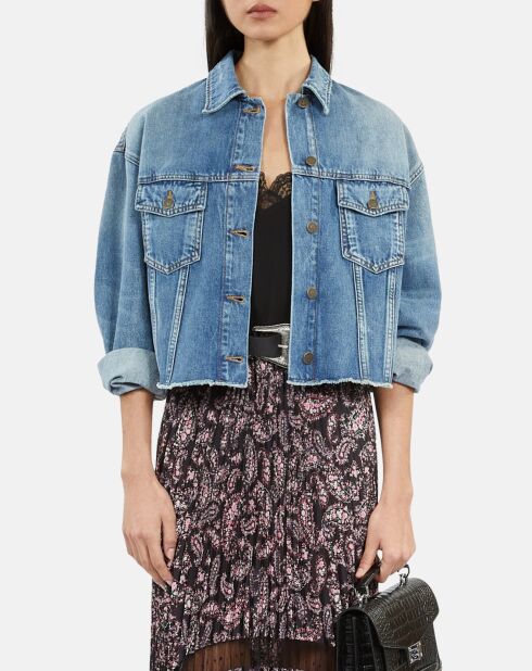 Blouson court en denim bleu moyen