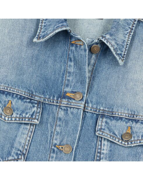 Blouson court en denim bleu moyen
