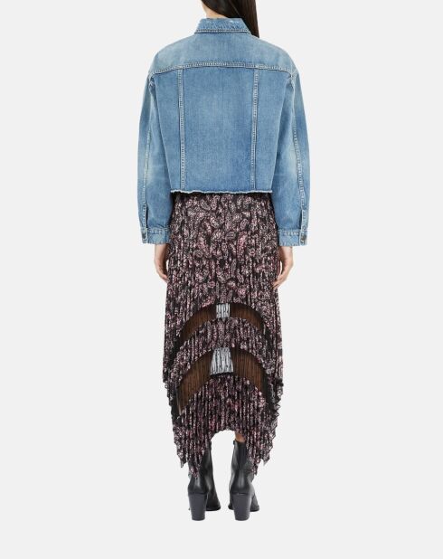 Blouson court en denim bleu moyen