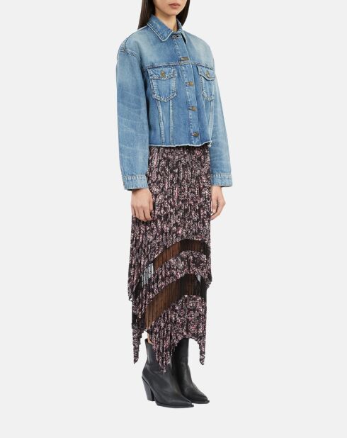 Blouson court en denim bleu moyen